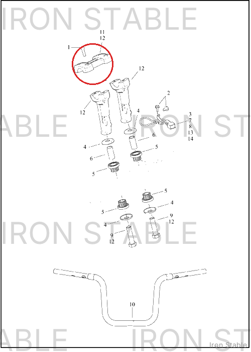 Harley-Davidson Clamp, Upr H-Bar, Black
