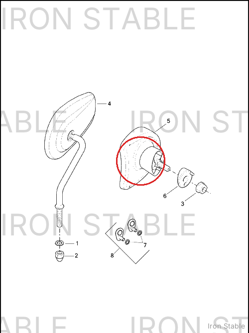 Harley-Davidson Mirror, Rh-Frng Mntd