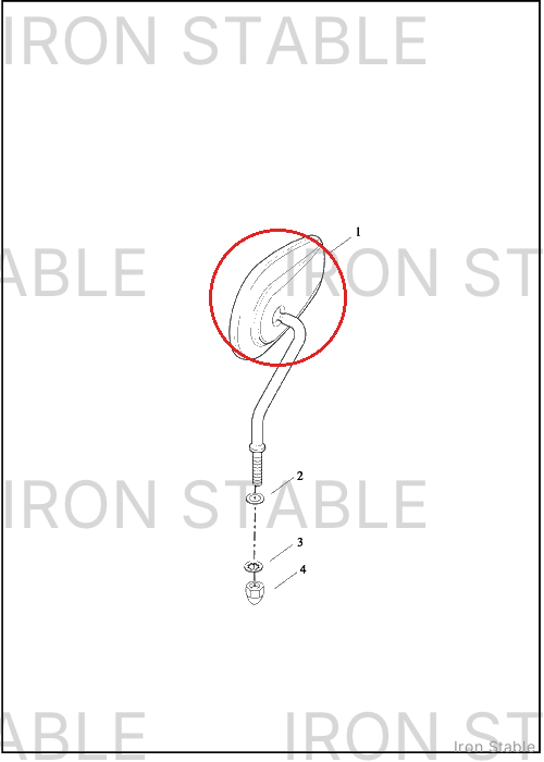 Harley-Davidson Mirror, Assembly, Left Hand, Gblk