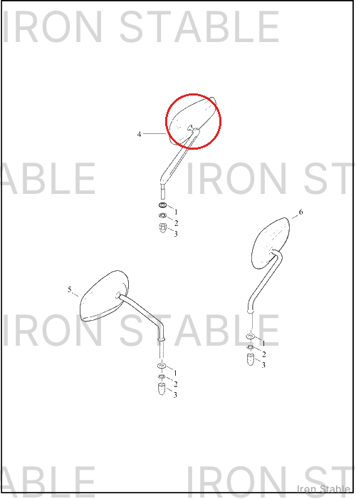 Harley-Davidson Mirror, Assembly, Right Hand, Gbl
