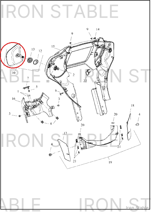 Harley-Davidson Mirror, Assembly, Rh