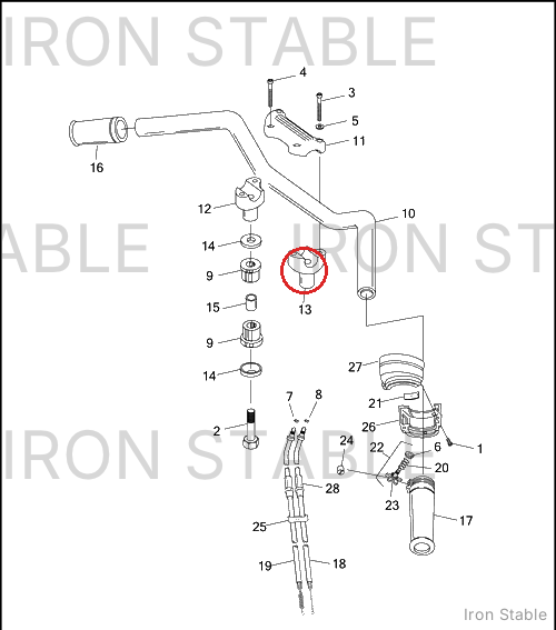 Harley-Davidson Clamp, Lower H-Bar, Rh/Blk