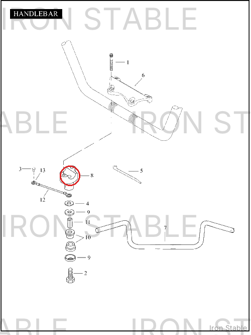 Harley-Davidson Riser, Rh/Lower, H'bar