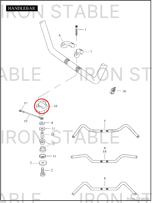 Harley-Davidson Riser, Lh/Lower, H'bar