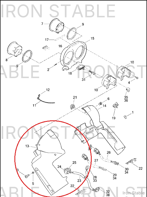 Harley-Davidson Housing, Speedo/Tach, Rh, Galx Gr