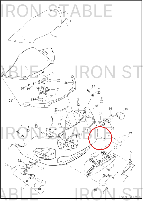 Harley-Davidson Fairing, Fr, T-Svce Kit, Pnstrp