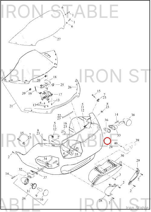Harley-Davidson Fairing, Fr, T-Svce Kit, Pnstrp