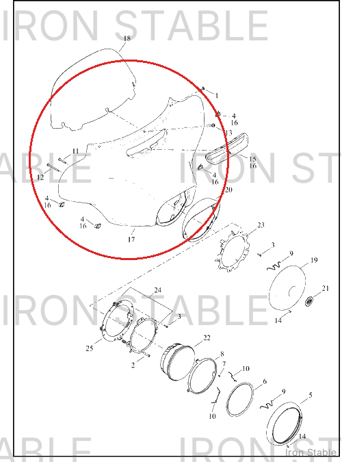 Harley-Davidson Fairing, Fr, H-Svce Kit, Pnstrp