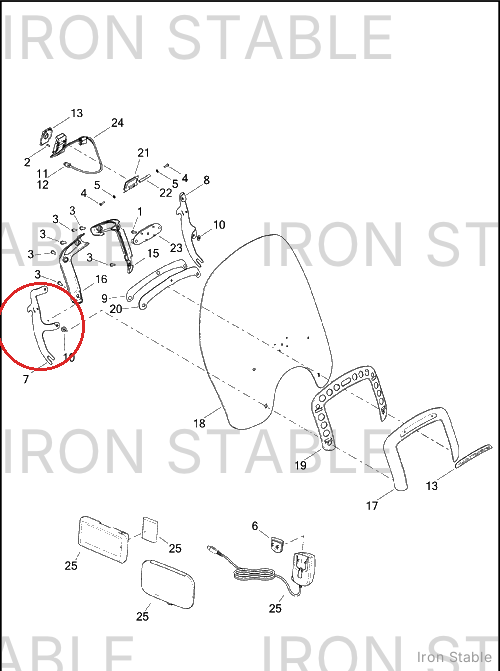 Harley-Davidson Mounting Bracket, Rh/W'shld