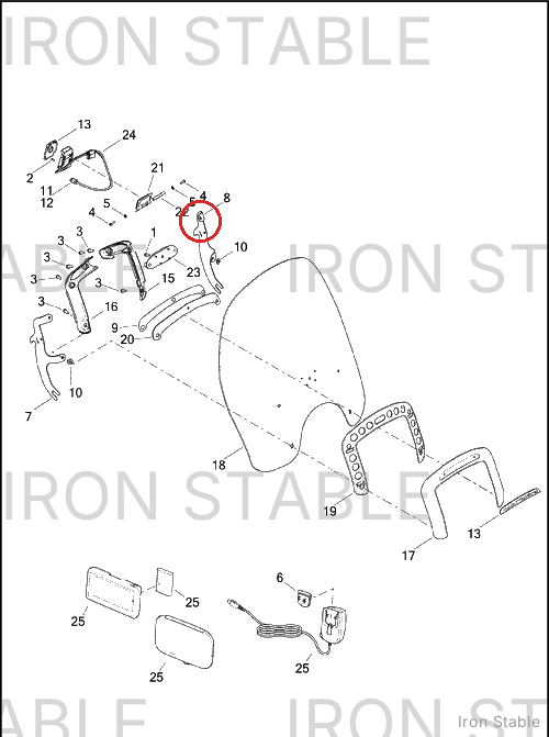 Harley-Davidson Mounting Bracket, Lh/W'shld