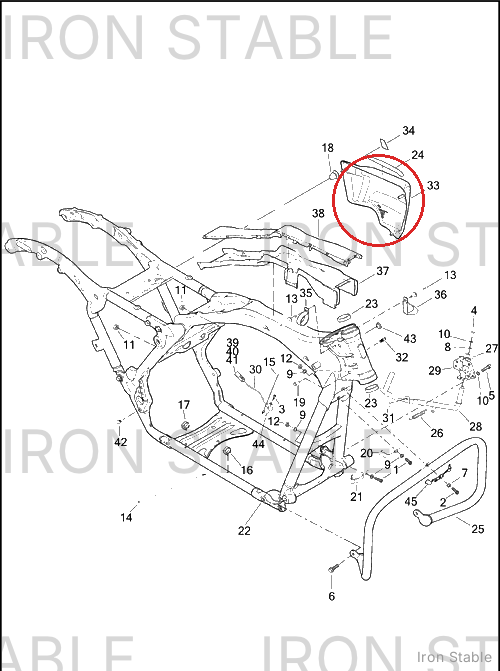 Harley-Davidson Sidecover, Rh/Pntd