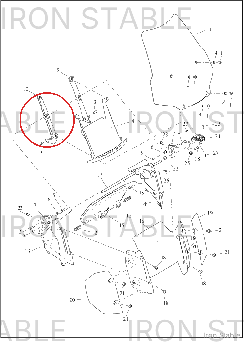 Harley-Davidson Bracket, Bodywork Mounting, Wshld, Rh