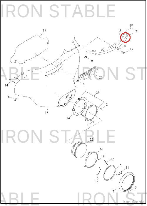 Harley-Davidson Windshield, Trim Strip W/ Pads
