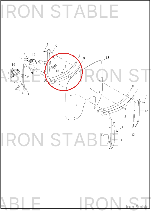 Harley-Davidson Brace, Inner, W'shld