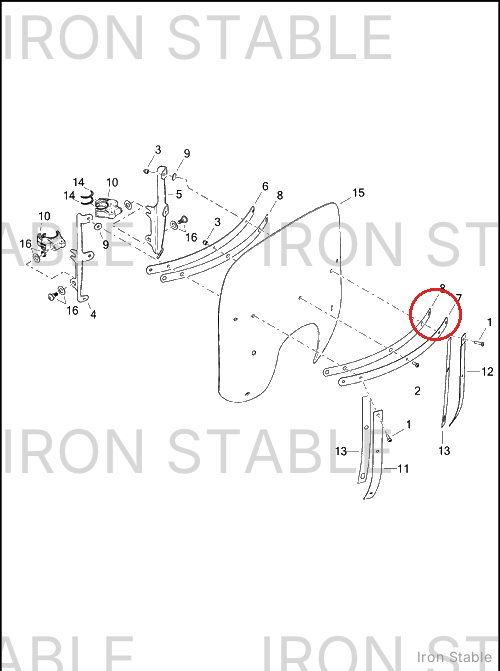 Harley-Davidson Brace, Outer, W'shld