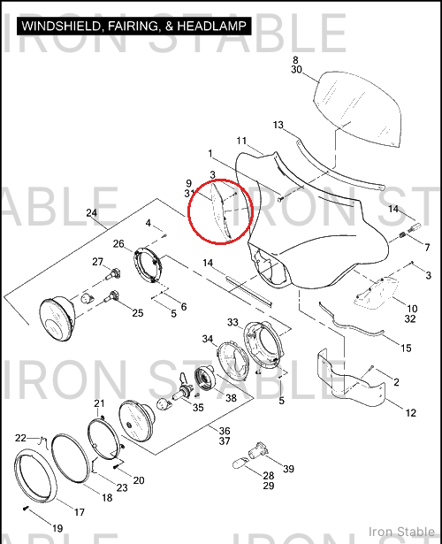 Harley-Davidson Air Deflector, Rh/Dark Smk'd