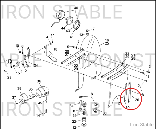 Harley-Davidson Bracket, Rh/Outer W'shld