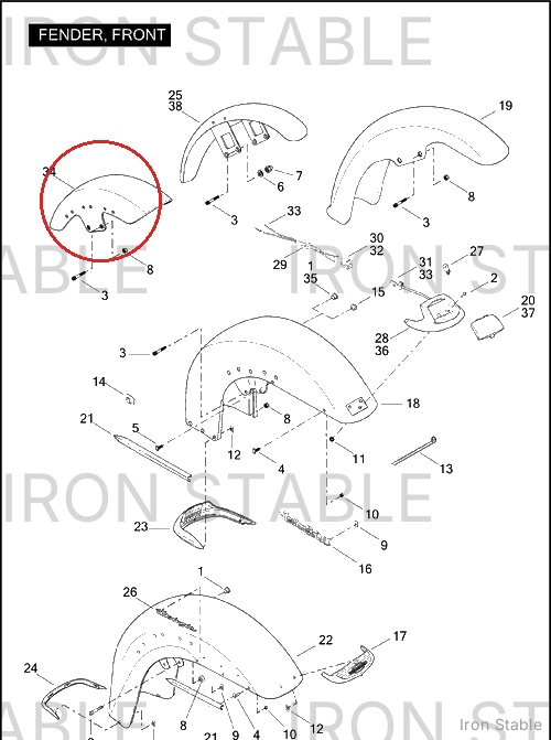 Harley-Davidson Fender, Front, Prime