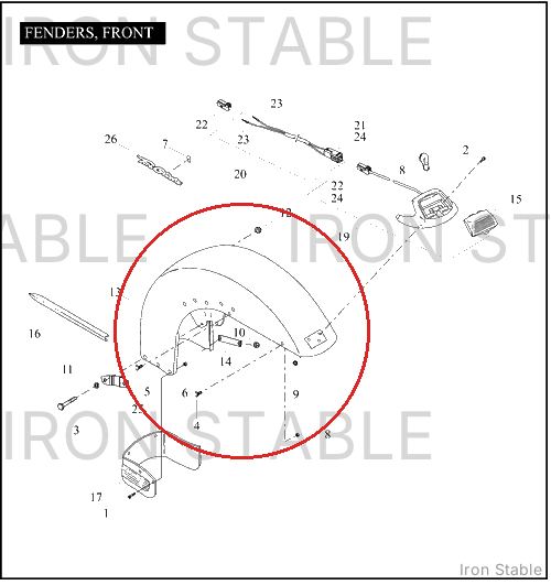Harley-Davidson Bom-Fender Assembly, Front