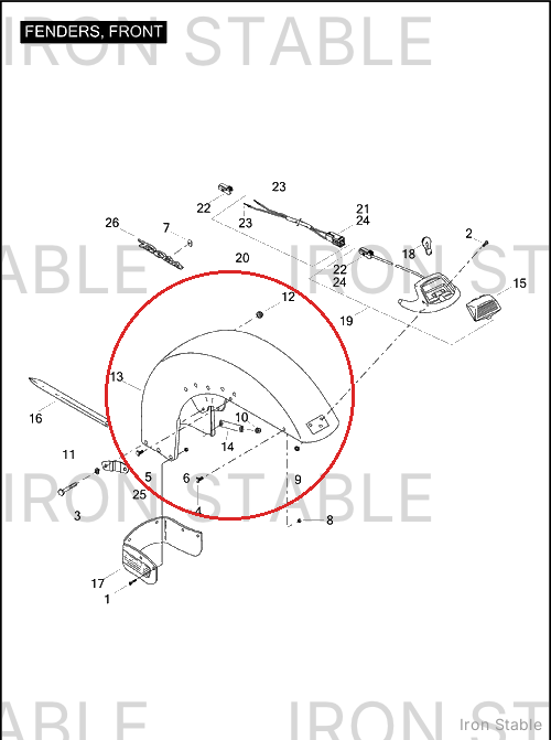 Harley-Davidson Bom-Fender Assembly, Front