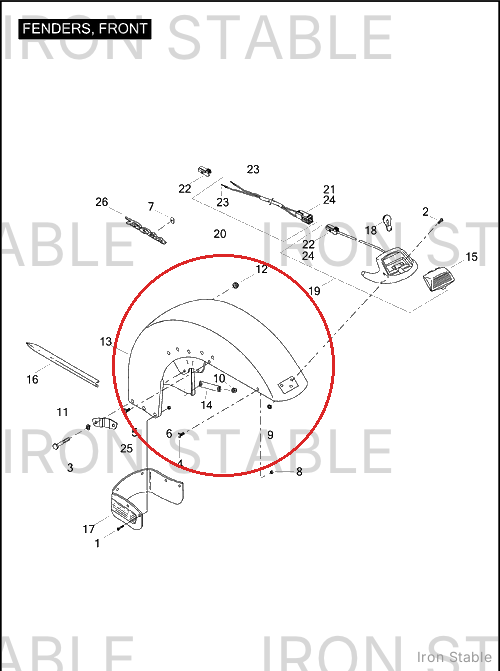 Harley-Davidson Bom-Fender Assembly, Front