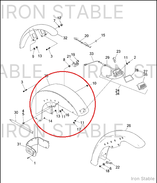 Harley-Davidson Bom-Kit Fender Assembly, Front