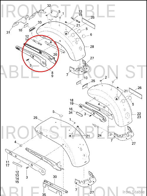 Harley-Davidson Cover, Rh-Fender Support/Chrome