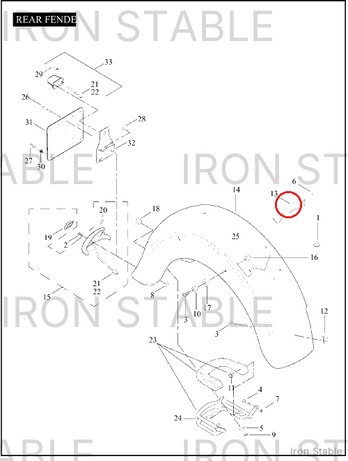 Harley-Davidson Fender, Rr, Stud Plate Assembly
