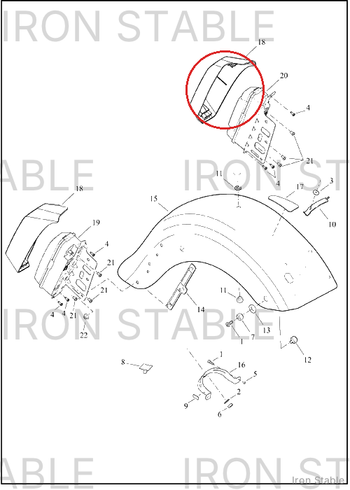 Harley-Davidson Fender, Rr, Trim, Light Hsg, Rh, Sl