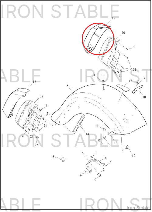 Harley-Davidson Fender, Rr, Trim, Light Hsg, Rh, Sl