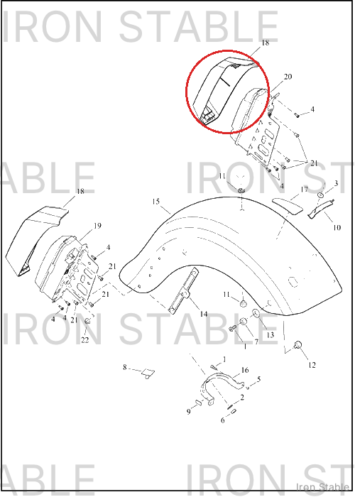 Harley-Davidson Fender, Rr, Trim, Light Hsg, Lh, Sl
