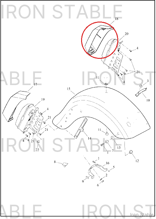 Harley-Davidson Fender, Rr, Trim, Light Hsg, Lh, Sl