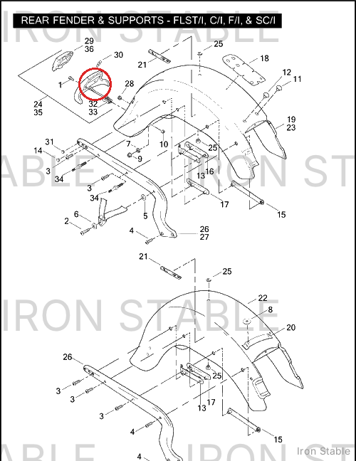 Harley-Davidson Lamp, Fndrtip, 2-Wire, Rr/Dom