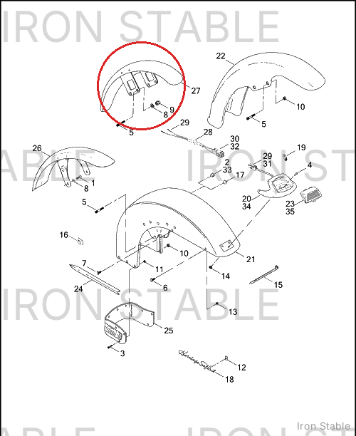 Harley-Davidson Fender, Front, Primed