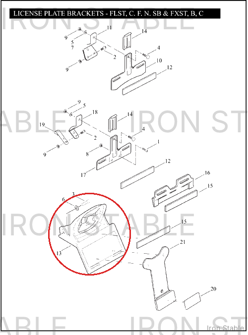 Harley-Davidson Bracket, T-Lite/Lic'se Plt