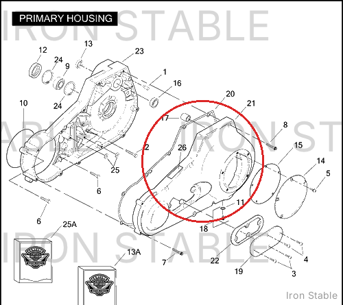 Harley-Davidson Primary Cover Assembly, Blk Wrnkl