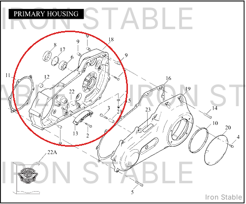 Harley-Davidson Inr-Primary Assembly, Blk Wrnkl(Po)