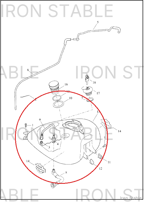 Harley-Davidson Tank, Fuel, Assembly, Solid, Side Fill