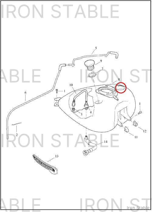 Harley-Davidson Tank, Fuel, Sub-Assembly, Solid, W/Gra