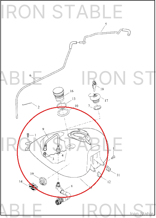 Harley-Davidson Tank, Fuel, Assembly, Solid, Side Fill