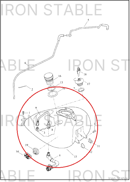 Harley-Davidson Tank, Fuel, Assembly, Solid, Side Fill