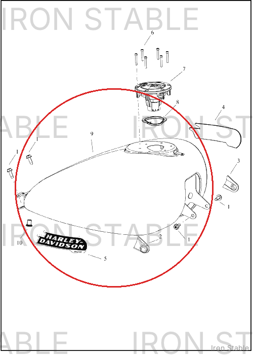 Harley-Davidson Tank, Fuel, W/Medallions, Pnstrp