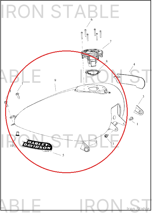 Harley-Davidson Tank, Fuel, W/Medallions, Pnstrp