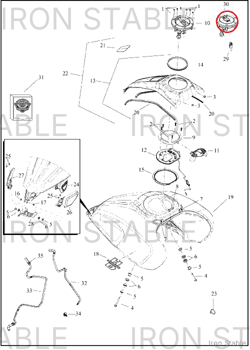 Harley-Davidson Tank, Fuel, Locking Filler Assembly