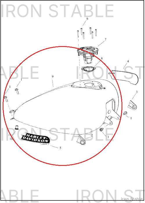 Harley-Davidson Tank, Fuel, W/Medallions, Fade