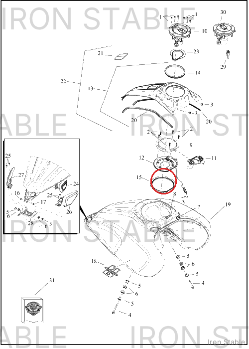 Harley-Davidson Ring, Fuel Cap Retg, Gasket, Top
