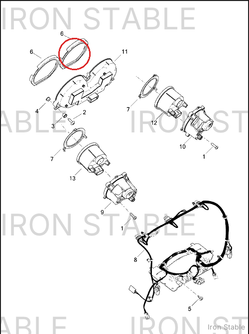 Harley-Davidson Gauge Trim Bezel Assembly, Large