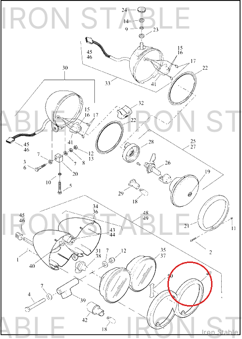 Harley-Davidson Bezel, Dual Hdlamp, Blk