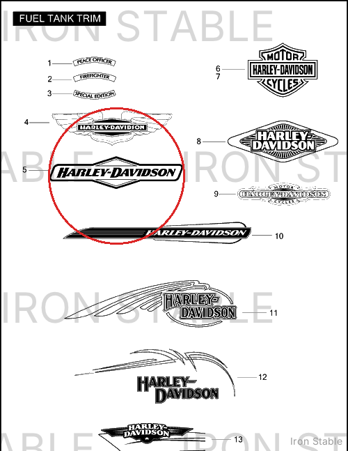 Harley-Davidson Medallion, Lh/F'tank