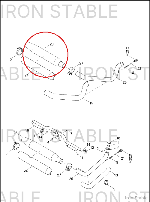 Harley-Davidson Muffler Assembly, Front, Chrome, Australi